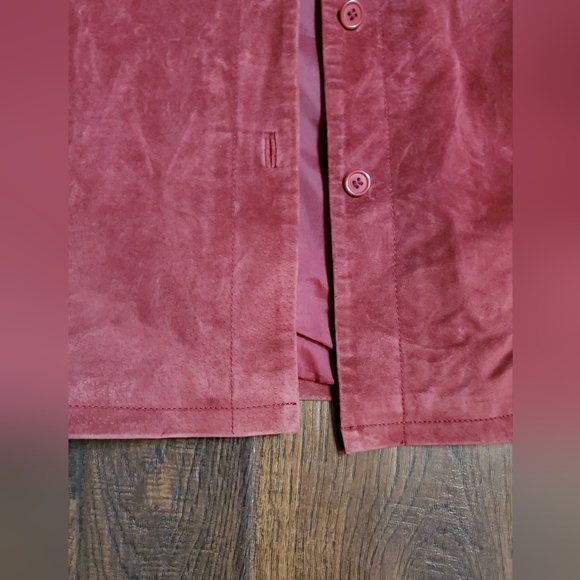 Jessica Holbrook Burgundy Leather Jacket - Picture 8 of 11